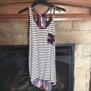 Stripe and floral tank top